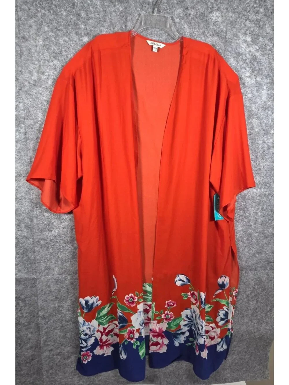 The Pioneer Woman Kimono Duster Womens 2X 3X Orange Blue Floral Butterfly Cover - Picture 2 of 11